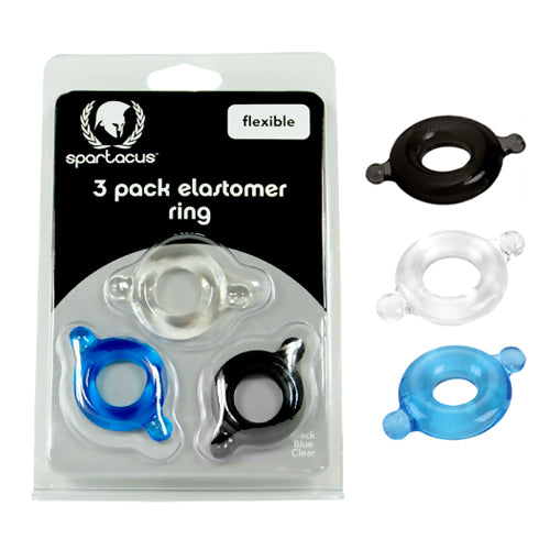 Spartacus Elastomer Stretch to Fit Flexible Cock Rings 3 Pack