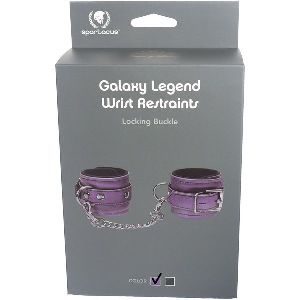 Spartacus Galaxy Legend Lockable Faux Leather Wrist Purple and Black Handcuffs