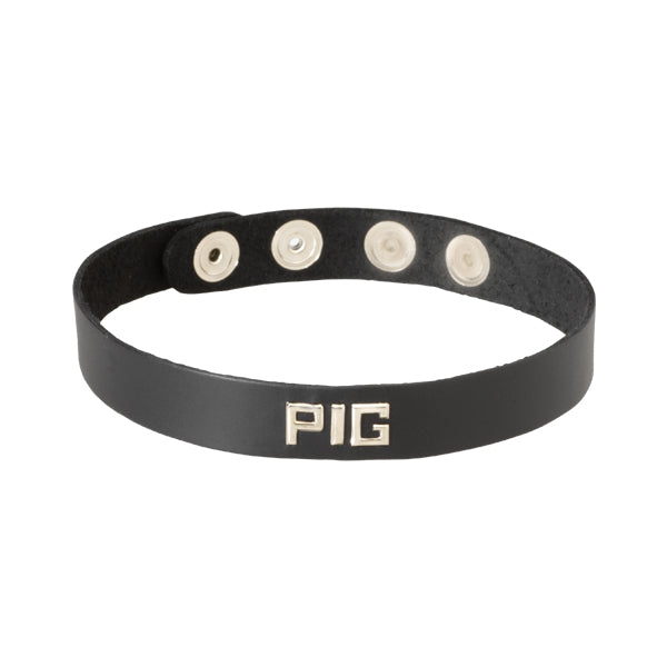 Spartacus Leather PIG Wordband Adjustable Collar