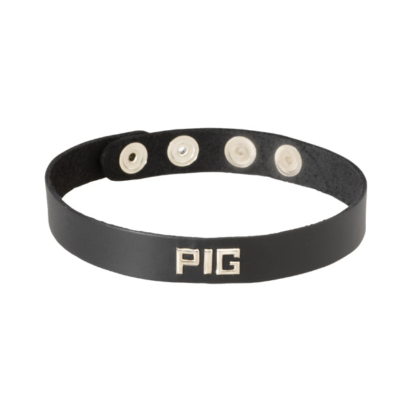 Spartacus Leather PIG Wordband Adjustable Collar 