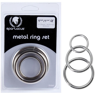Spartacus Metal Cock Rings 3 Piece Set  Nickel Plated Silver