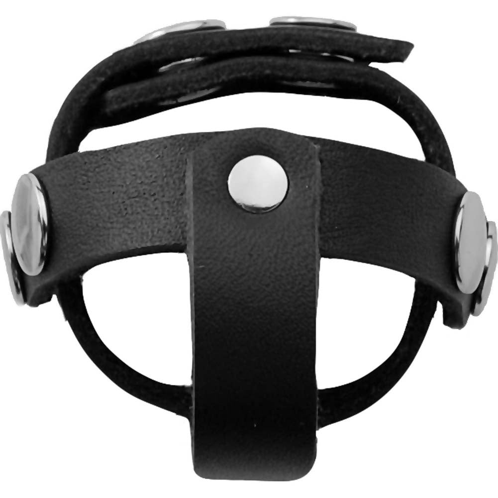 Spartacus T Style Leather Cock and Ball Divider with Snap Closure