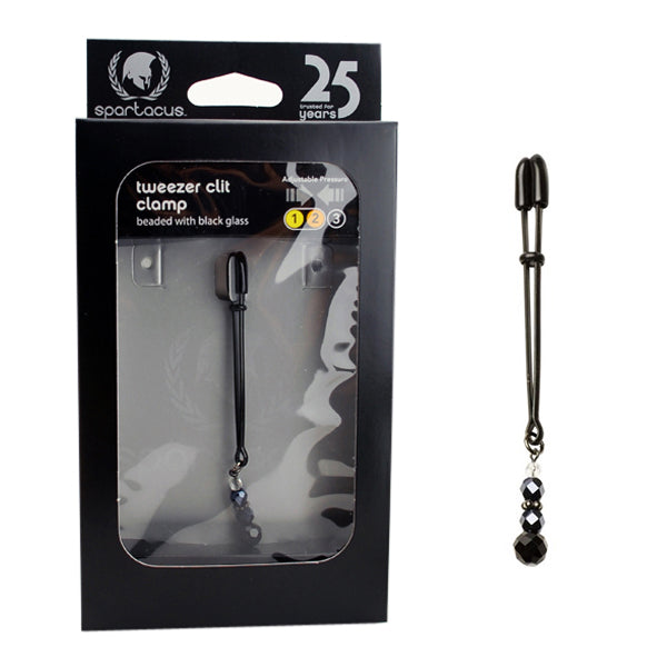 Spartacus Tweezer Clit Clamp Beaded with Black Glass