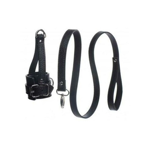 Strict Adjustable PU Leather BALL STRETCHER with Removable Leash Black