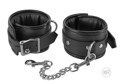 Strict PU Leather LOCKING PADDED WRIST CUFFS comes with chain two locks and four keys Black Handcuffs