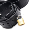 Strict PU Leather Unisex FROG TIE RESTRAINT KIT with adjustable and lockable thigh wrist and ankle cuffs Black