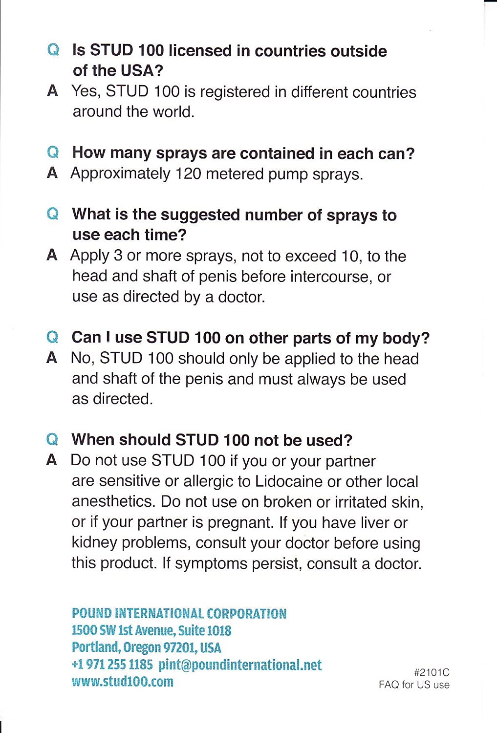 Stud 100 Desensitizing Spray for Men Helps to Delay Ejaculation 12g Spray Bottle