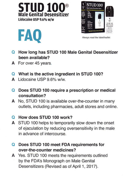 Stud 100 Desensitizing Spray for Men Helps to Delay Ejaculation 12g Spray Bottle