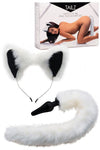 Tailz White Faux Fur Fox Tail Silicone Anal Plug and Ears Set 