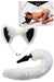 Tailz White Faux Fur Fox Tail Silicone Anal Plug and Ears Set