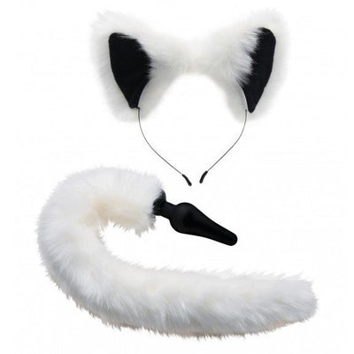 Tailz White Fox Tail Silicone Anal Plug and Ears Set