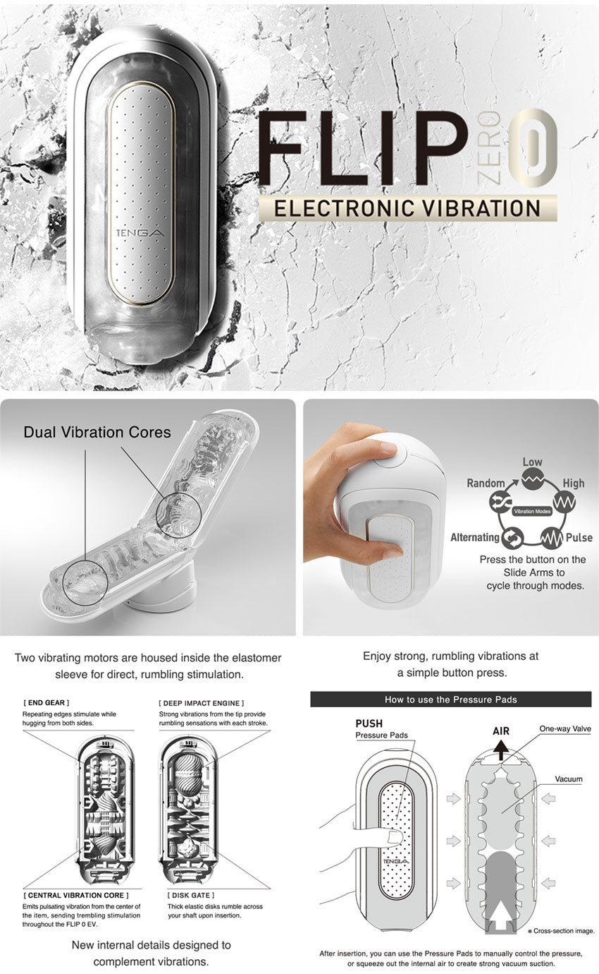 Tenga Flip Zero Electronic Vibration White Rechargeable Vibrating Male Masturbator