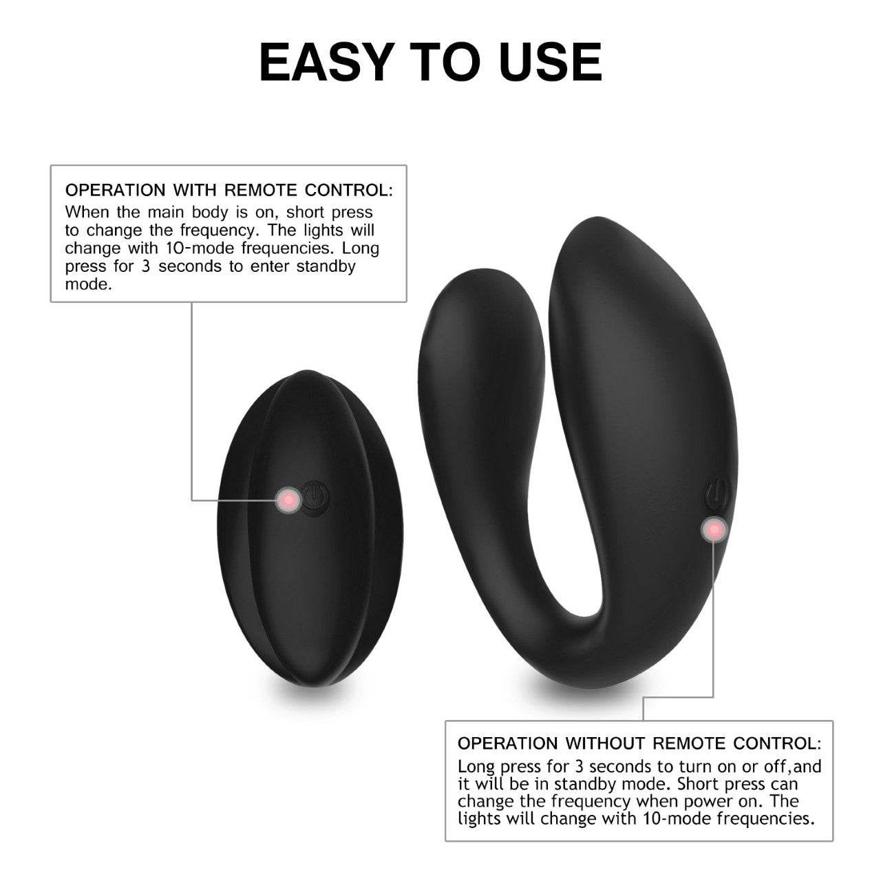WINYI Helen Couples Vibrator with Wireless Remote Control Black Wearable Vibrator