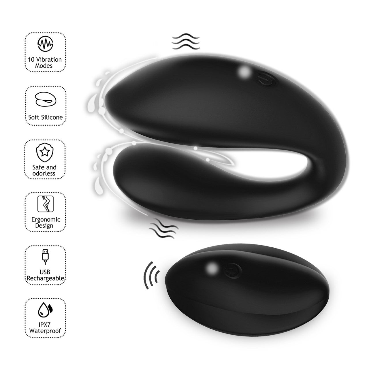WINYI Helen Couples Vibrator with Wireless Remote Control Black Wearable Vibrator