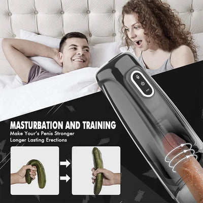 Stroking Pleasure Automatic Thrusting and Rotating Rechargeable Male Masturbator with Suction Cup Mount Base for a Hands Free Experience