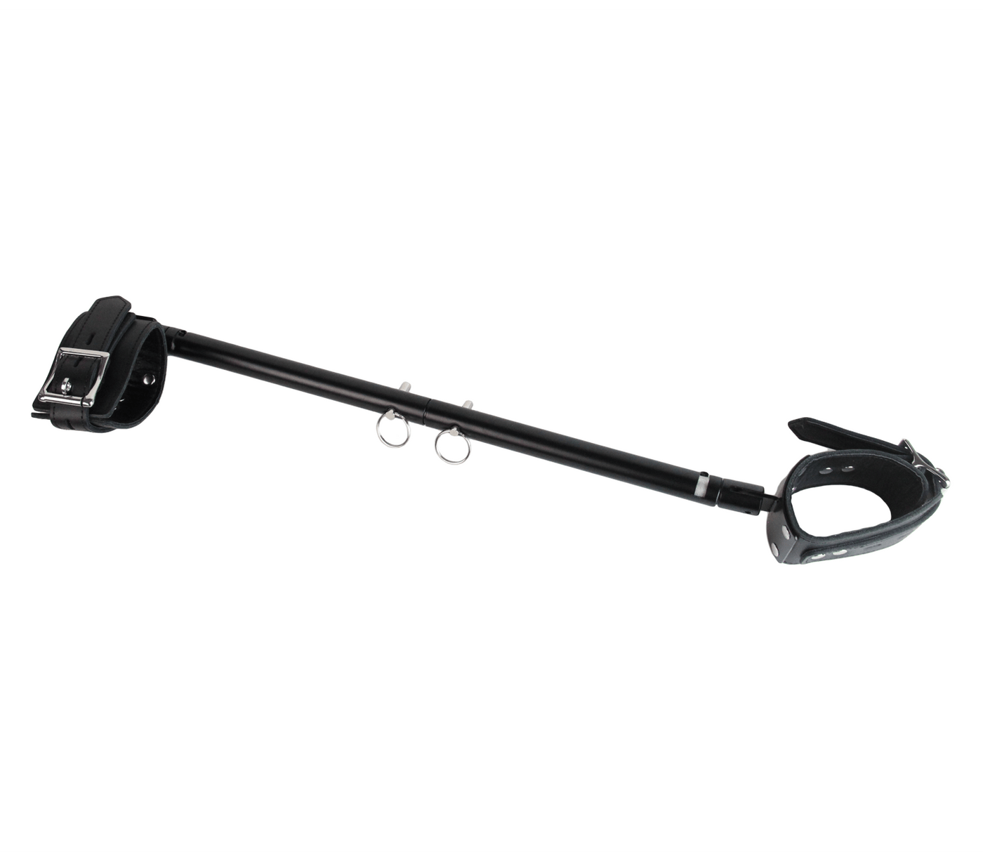 Love in Leather Black Metal Expandable Spreader Bar Shackle with Lockable Buckle Leather Ankle Cuffs