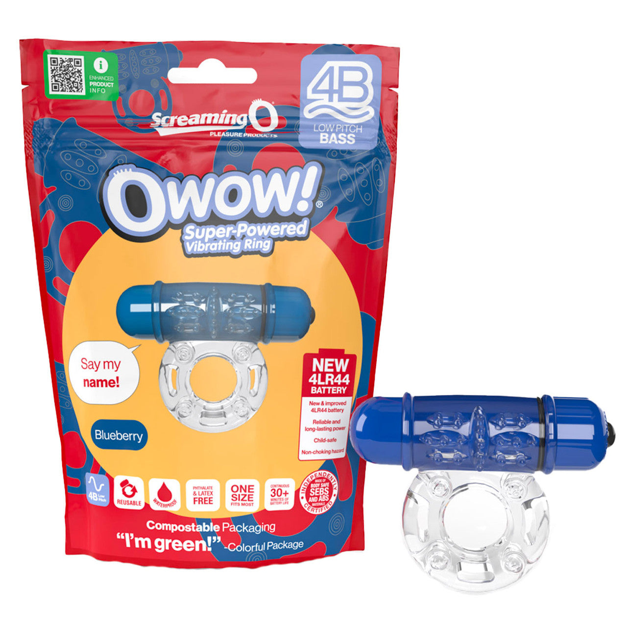 Screaming O 4B OWow Vibrating Cock Ring Blueberry