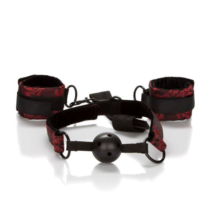 CalExotics Scandal Breathable Ball Gag with Cuffs and Restraints