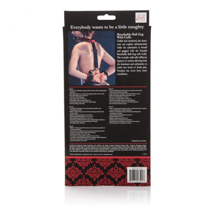 CalExotics Scandal Breathable Ball Gag with Cuffs and Restraints