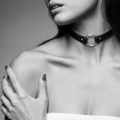 Bijoux Indiscrets Maze Single Ring Choker Vegan Leather Collar