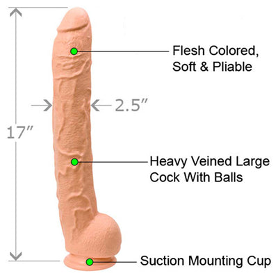 Doc Johnson Classic Dick Rambone Cock Realistic Dildo with Suction Cup Mount Base 17 inch