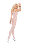 Elegant Moments Fishnet Bodystocking with Open Crotch White Queen Size