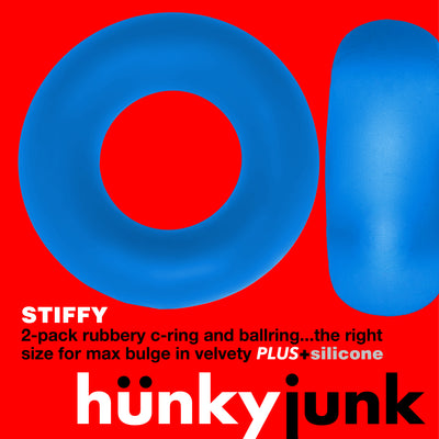 Hunkyjunk Stiffy Bulge Rings 2 Pack Teal Ice Blue Plus Silicone Cock Rings