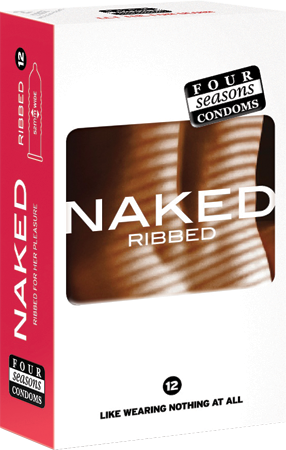 Four Seasons Naked Ribbed Condoms 12 Pack