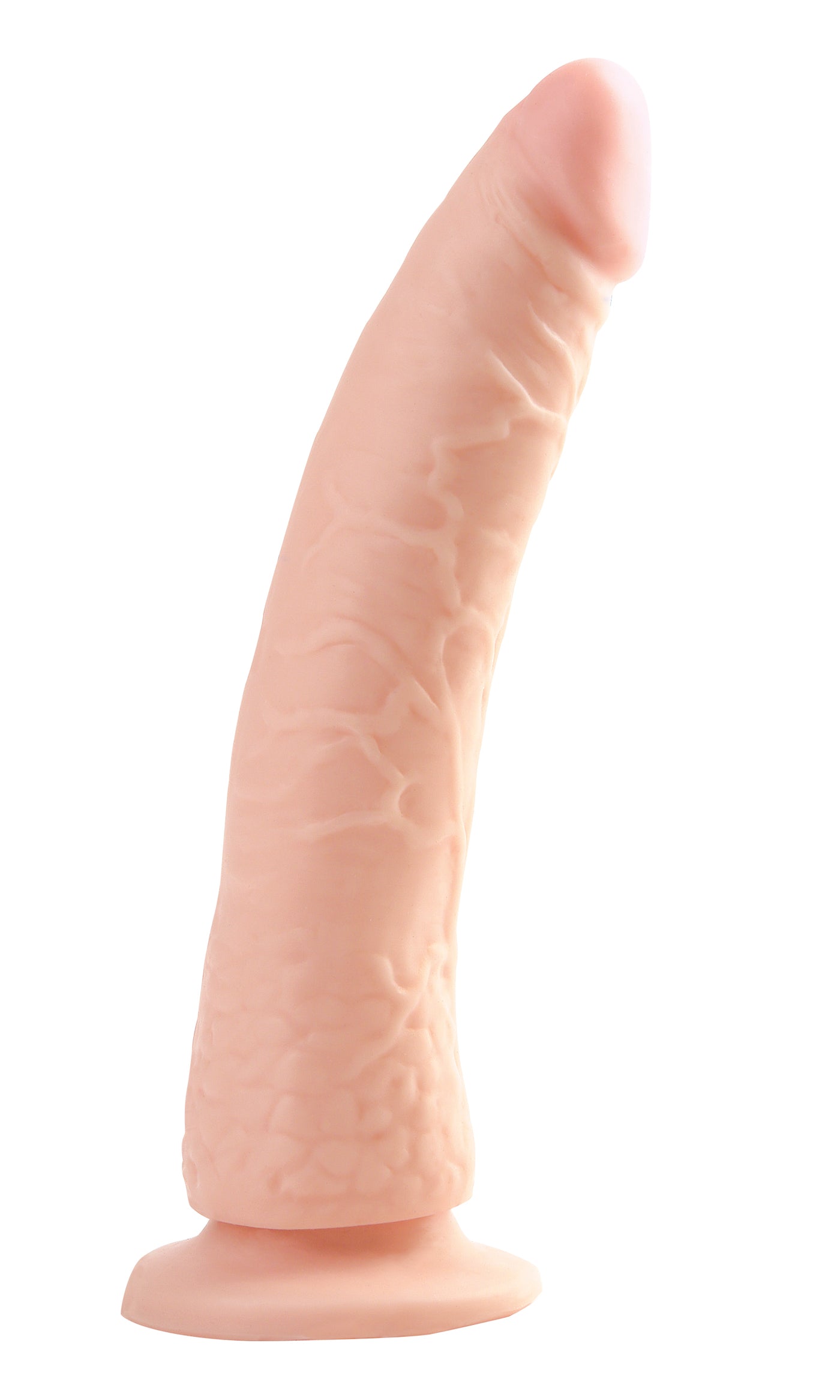 Pipedream Basix Rubber Works 7 inch Slim Tapered  Realistic Dildo with Suction Cup Mount Base Natural Flesh