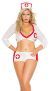 Elegant Moments Heart Breaker Nurse 3 Piece Costume Set White and Red Queen Size