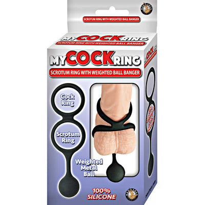 Nasstoys My Cock Ring Silicone Scrotum with Weighted Ball Banger 1.5 inch Black