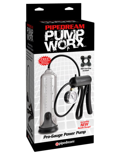 Pipedream Pump Worx Pro Gauge Power Penis Pump 8.5 inch Clear