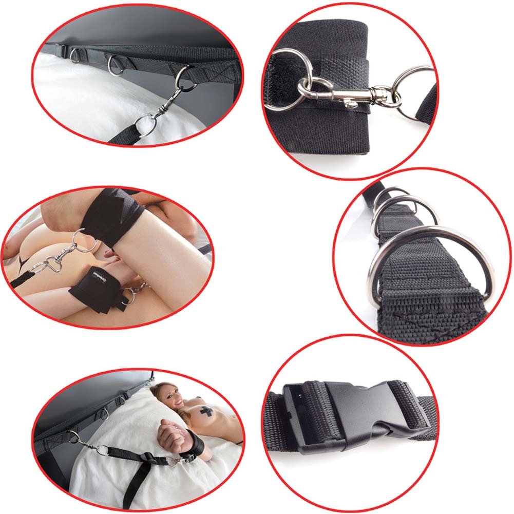 Pipedream Fetish Fantasy Series Ultimate Bed Restraint System includes Wrist Handcuffs and Ankle Cuffs Black