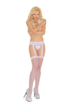 Elegant Moments Sheer Thigh High with Lace Garter Belt White One Size Open Crotch Stockings