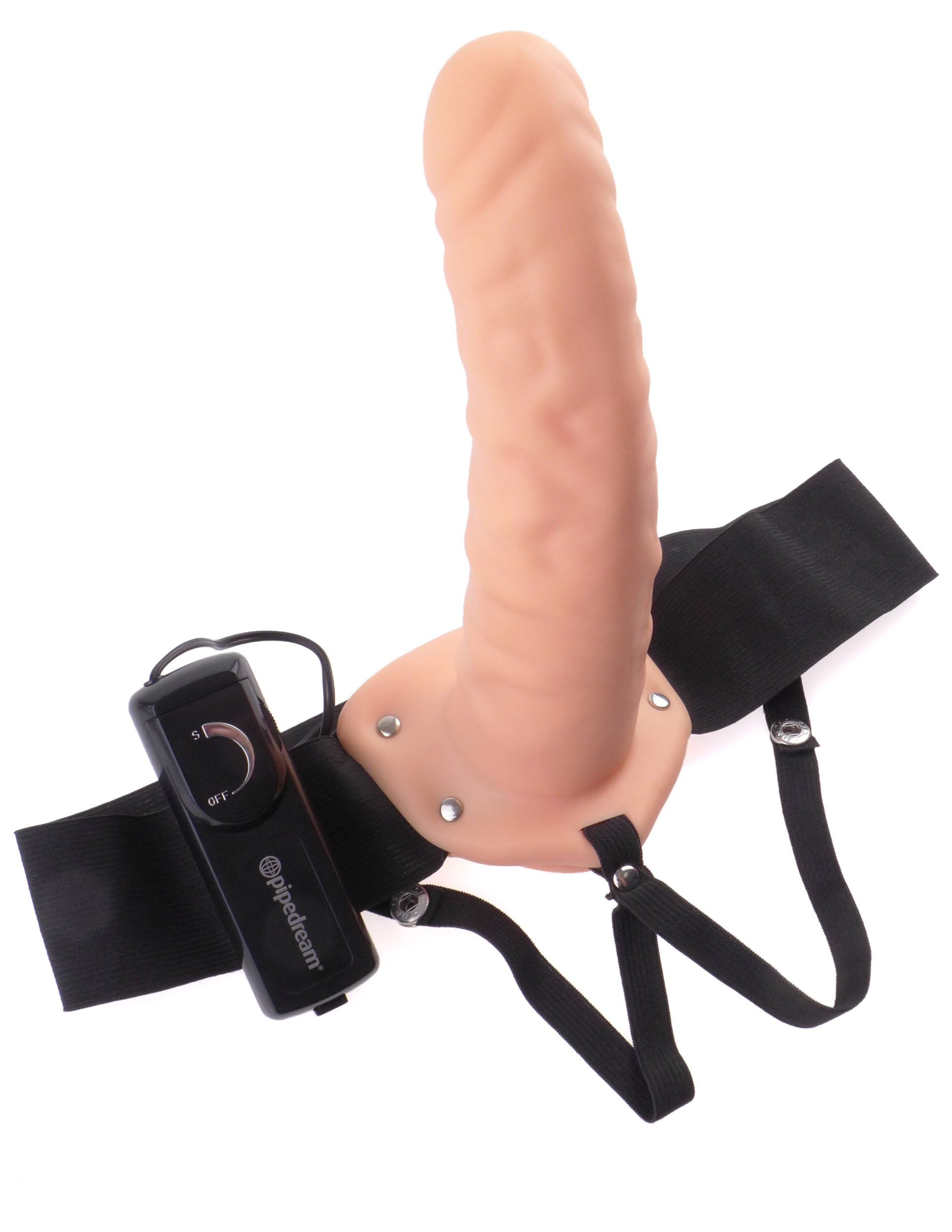Pipedream Fetish Fantasy Series Vibrating Hollow Strap On Dildo Kit for Him or Her 8 inch