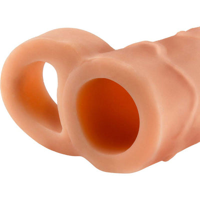 Pipedream Fantasy X-Tensions Perfect 1 inch Fanta Flesh Extension Penis Extension Sleeve with Ball Strap